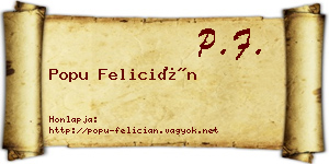 Popu Felicián névjegykártya